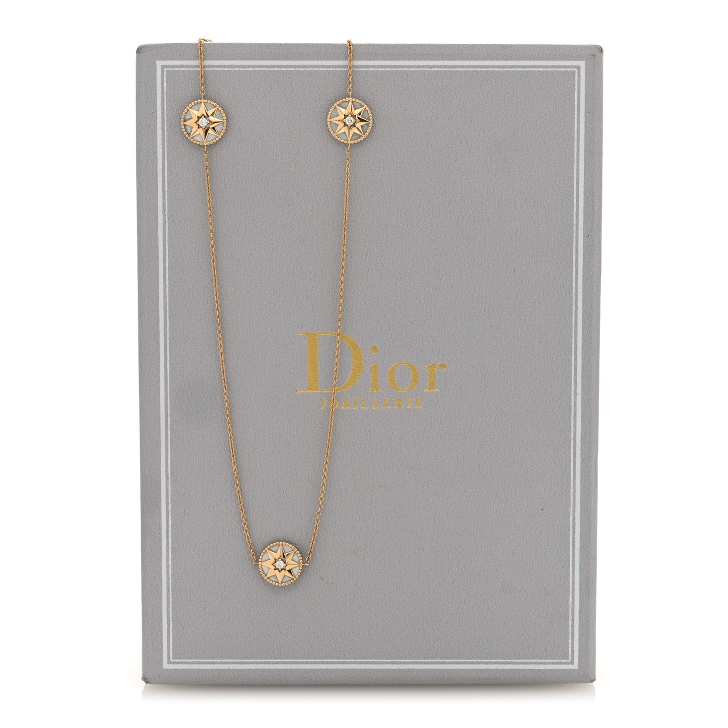 18K Yellow Gold Diamond Mother of Pearl Rose Des Vents 9-Station Long Necklace