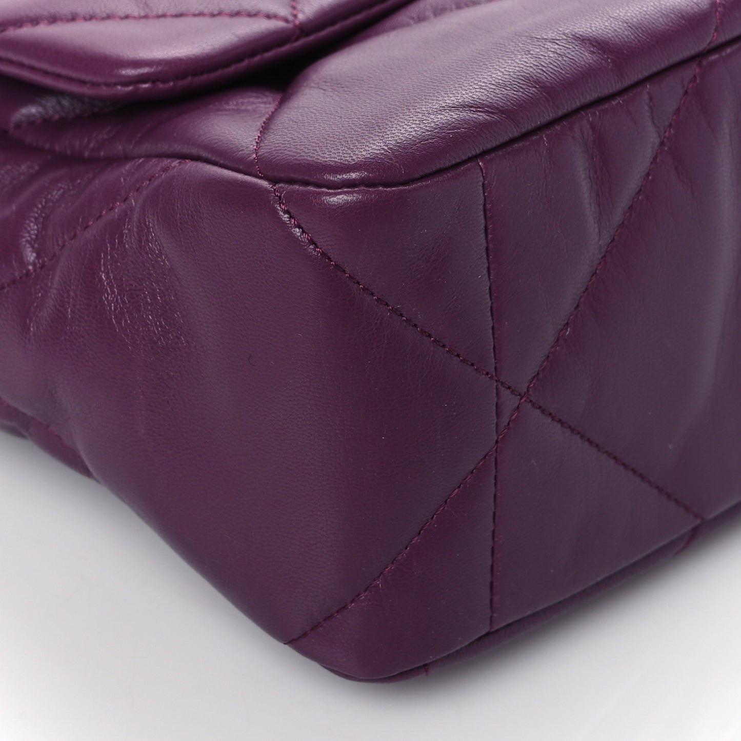 Goatskin Quilted Large Chanel 19 Flap Purple