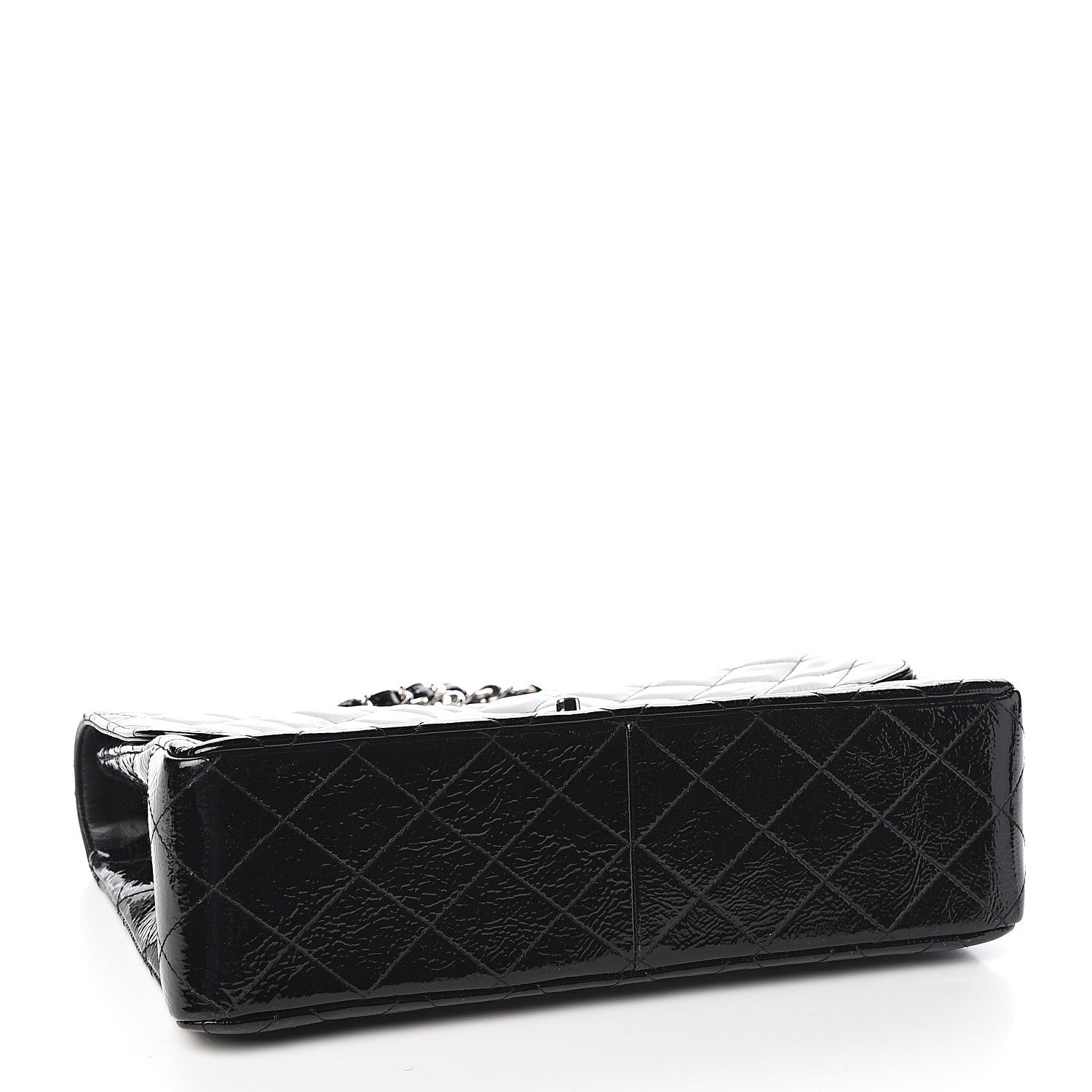 Chanel Distressed Patent Quilted Jumbo Single Flap Black 3 of 10
