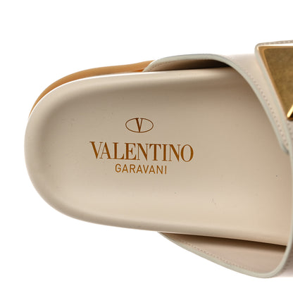 Valentino Garavani Calfskin Roman Stud Slide Sandals 40 Light Ivory 6 of 9