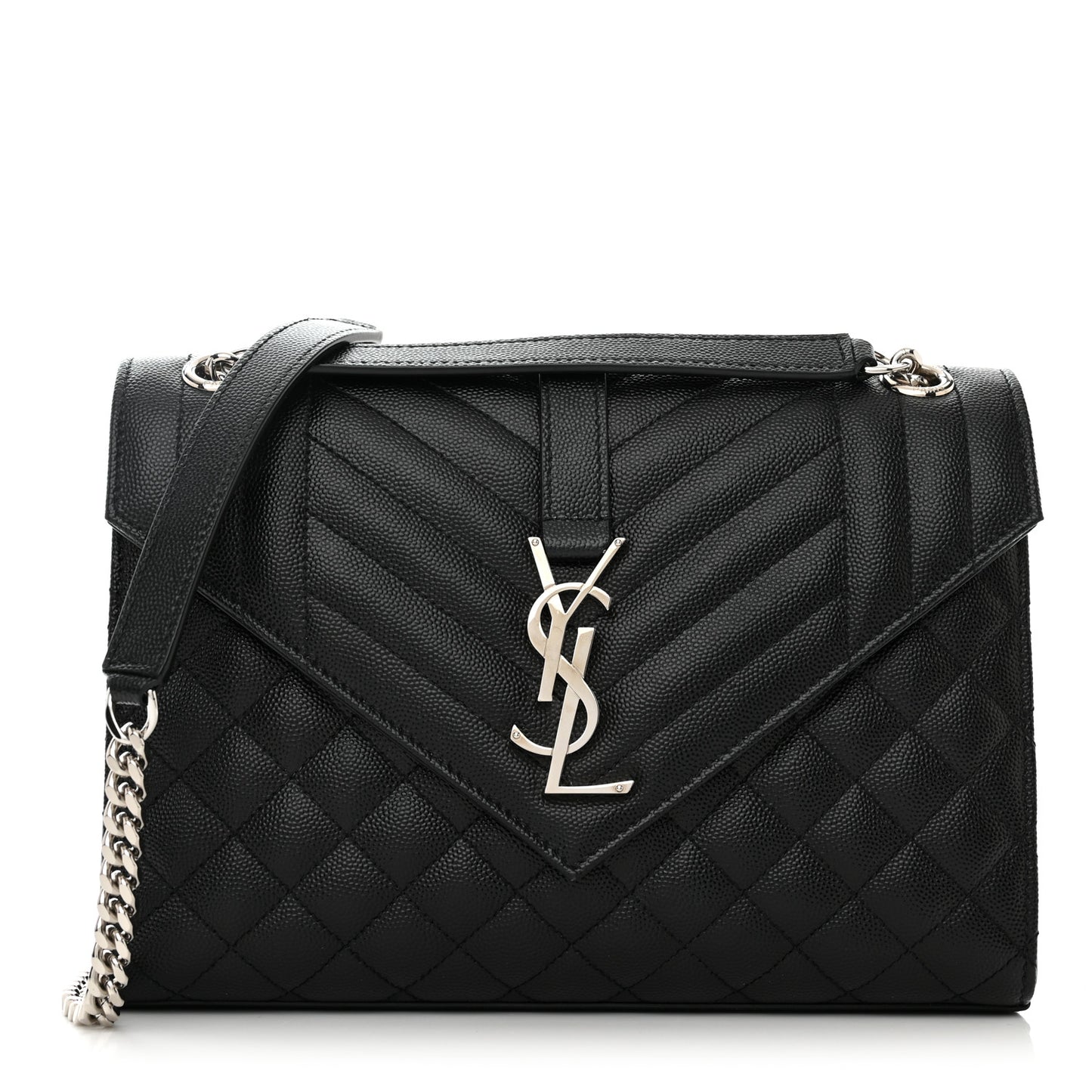 Grain De Poudre Textured Mixed Matelasse Triquilt Medium Monogram Satchel Black
