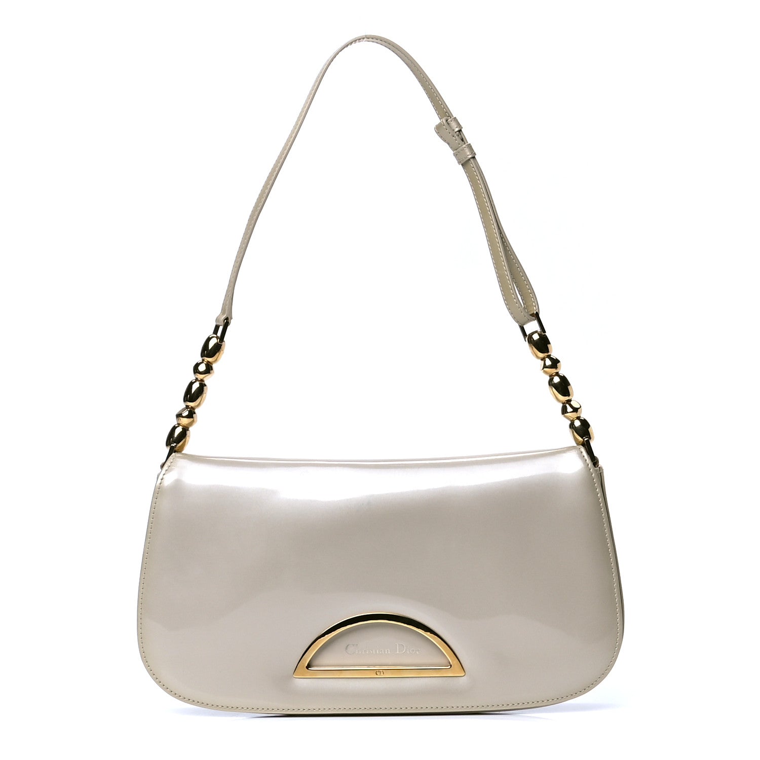 Christian Dior Patent Trotter Maris Pearl Shoulder Bag Light Beige 1 of 7