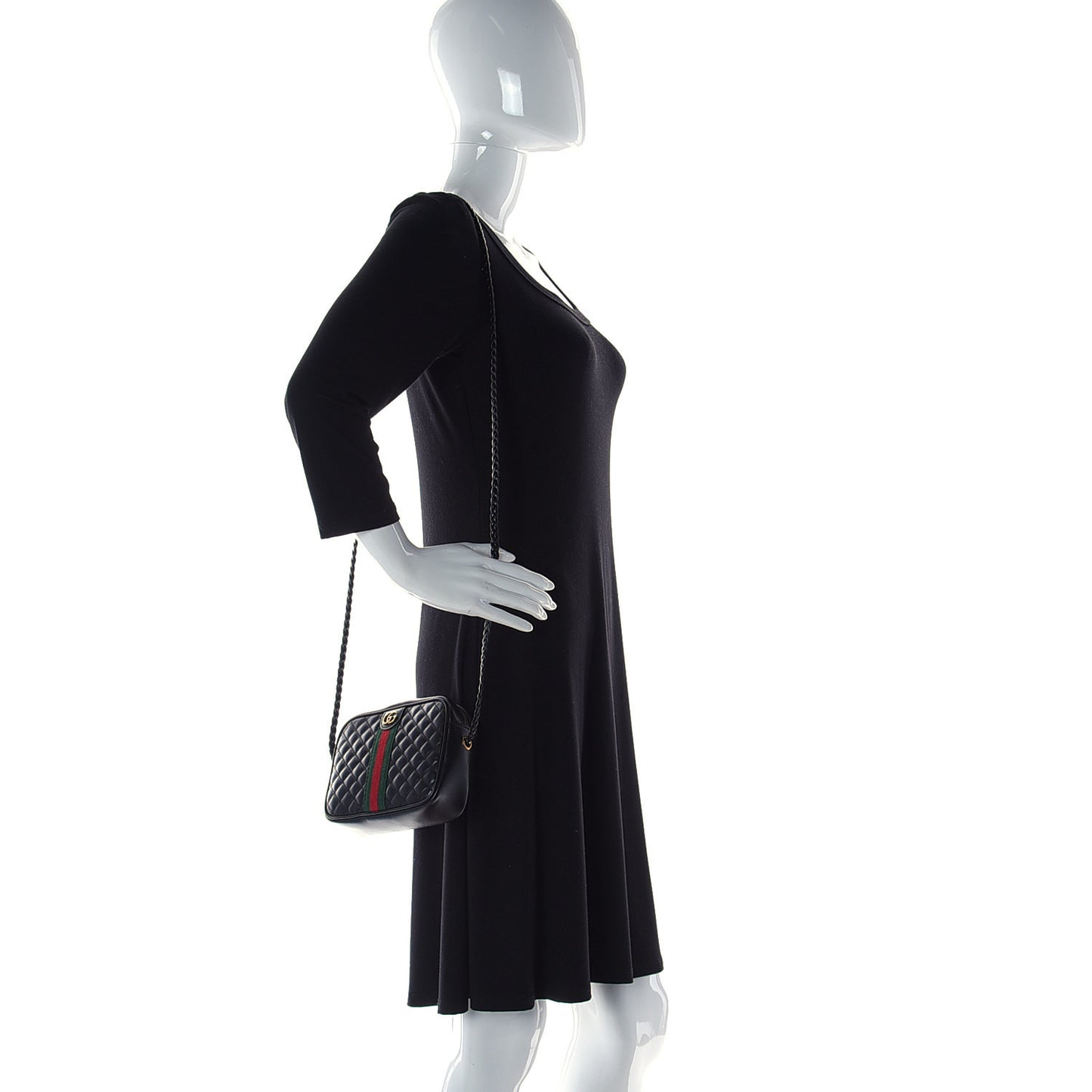 Calfskin Trapuntata Web Mini GG Shoulder Bag Black