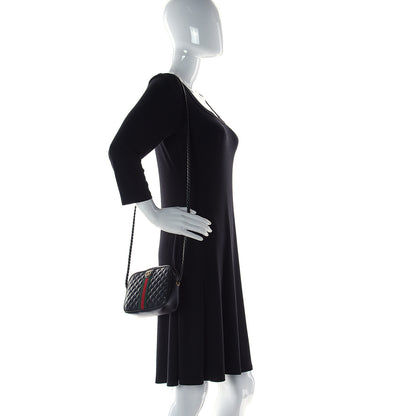 Gucci Calfskin Trapuntata Web Mini GG Shoulder Bag Black 2 of 10
