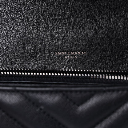 Saint Laurent Sheepskin Matelasse Chevron Monogram Medium College Bag Black 5 of 5
