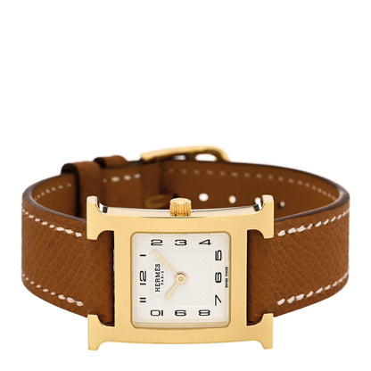 Hermes Stainless Steel Epsom 21mm Heure H Hour Quartz Watch Gold 2 of 5