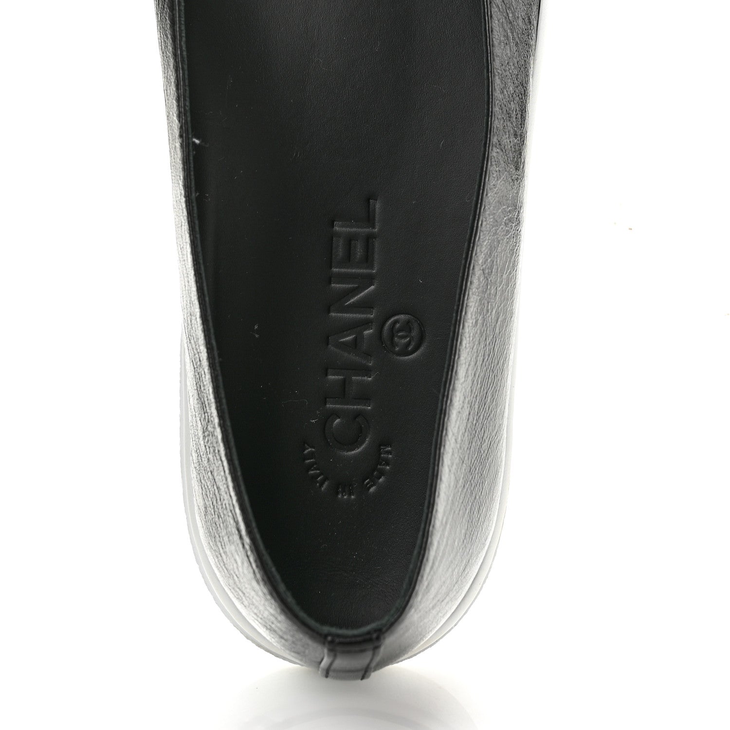 Chanel Crumpled Shiny Lambskin Mary Jane Flats 39.5 Black White 7 of 10