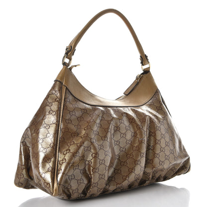 Gucci Crystal Monogram Large D Gold Hobo Gold 3 of 18