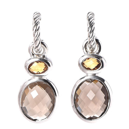 David Yurman Sterling Silver Lemon Citrine Smoky Quartz Renaissance Drop Earrings 1 of 4