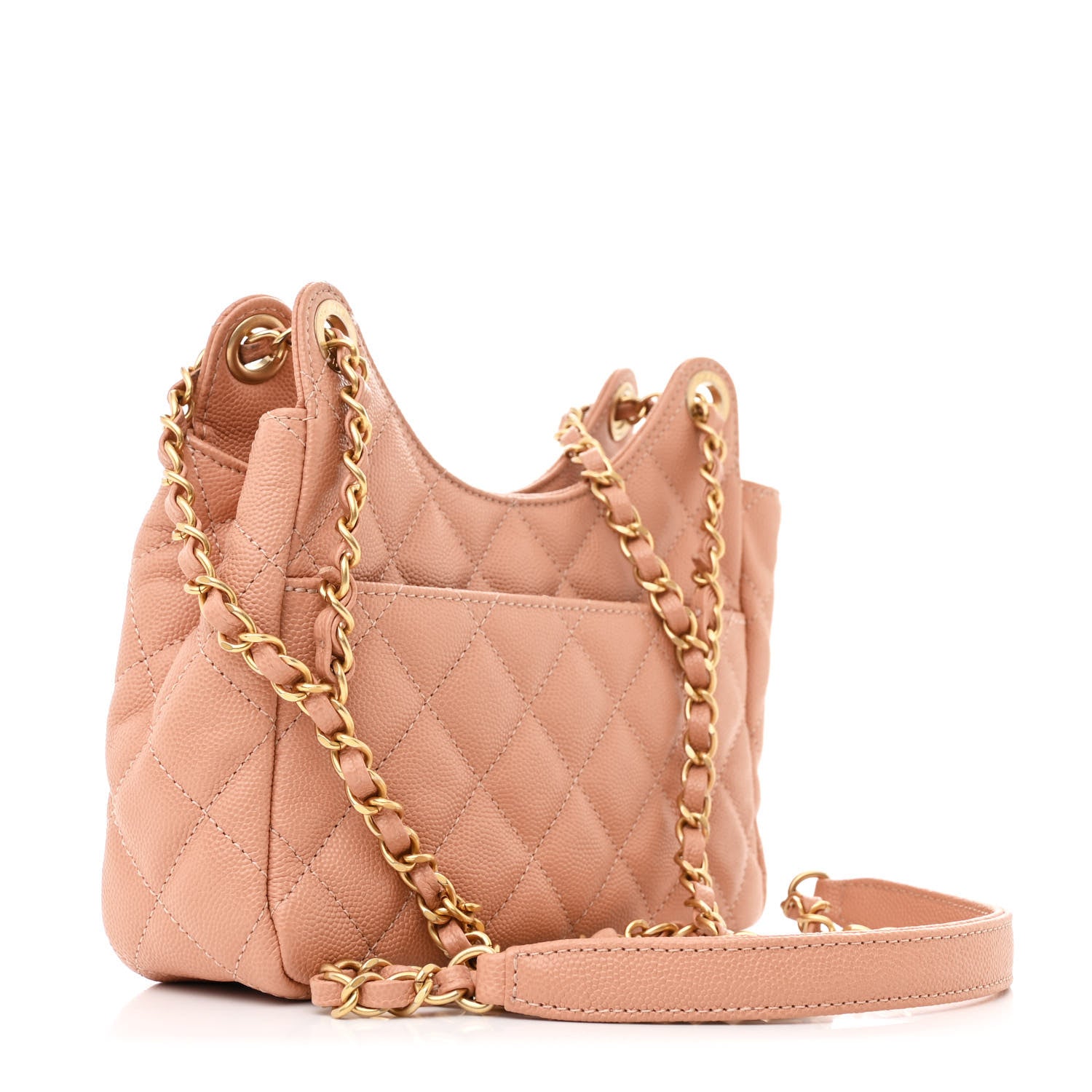 Chanel Caviar Quilted Small Wavy CC Hobo Coral 3 of 11