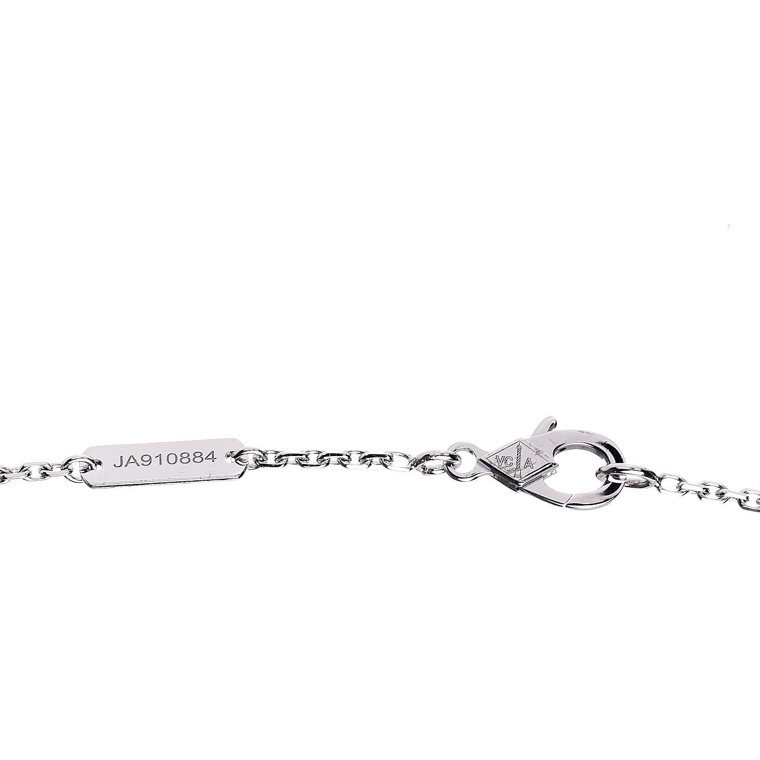 Van Cleef & Arpels 18K White Gold Mother of Pearl Vintage Alhambra Pendant Necklace 5 of 6