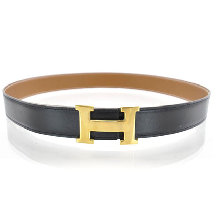Hermes Leather Reversible H Belt 85 Black Gold 1 of 4