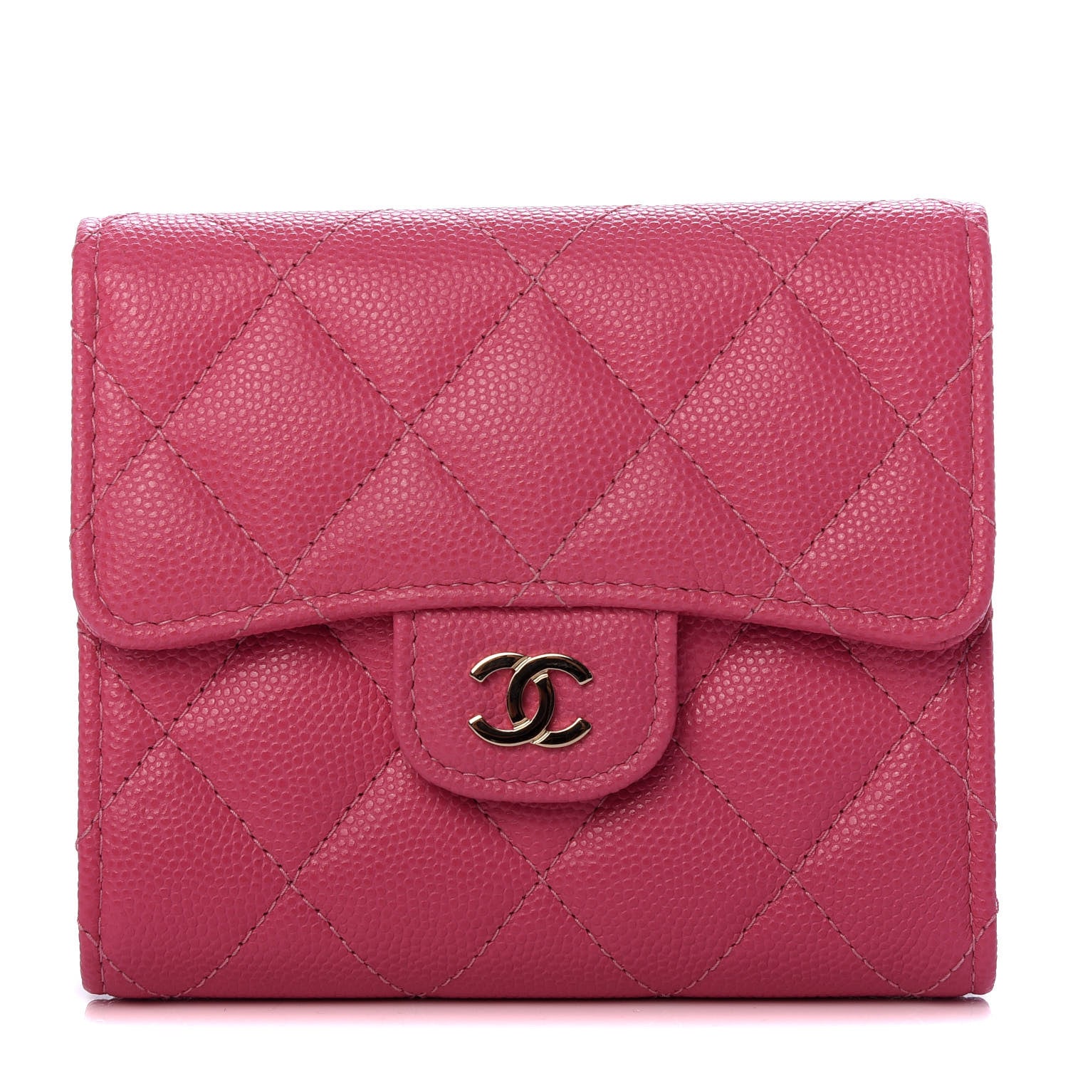 Chanel Caviar Quilted Compact Flap Wallet Pink 1 of 7