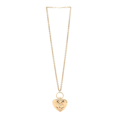 Chanel Metal CC Heart Locket Necklace Gold 3 of 6