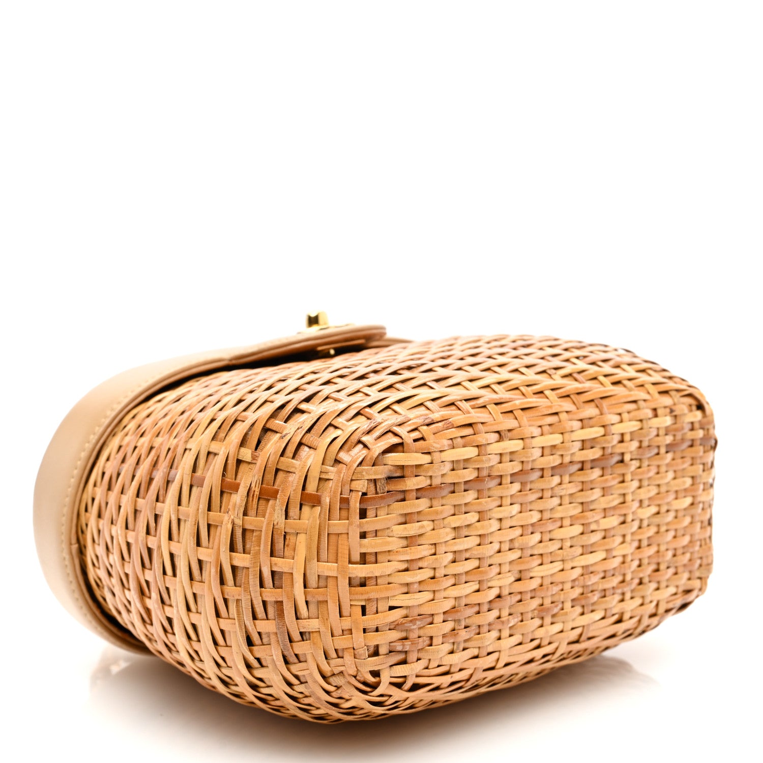Chanel Lambskin Straw Basket Shoulder Bag Beige 4 of 11