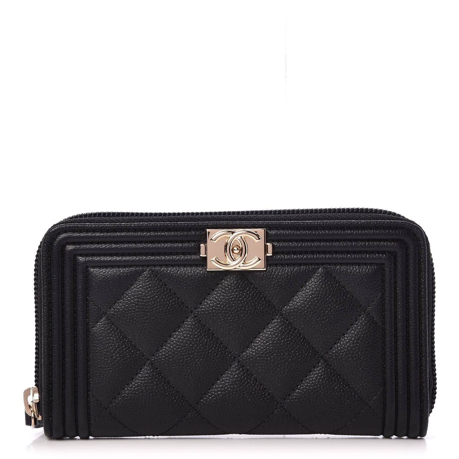 Chanel Caviar Quilted Small Boy Zip Around Wallet Black 1 of 9