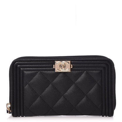 Chanel Caviar Quilted Small Boy Zip Around Wallet Black 1 of 9