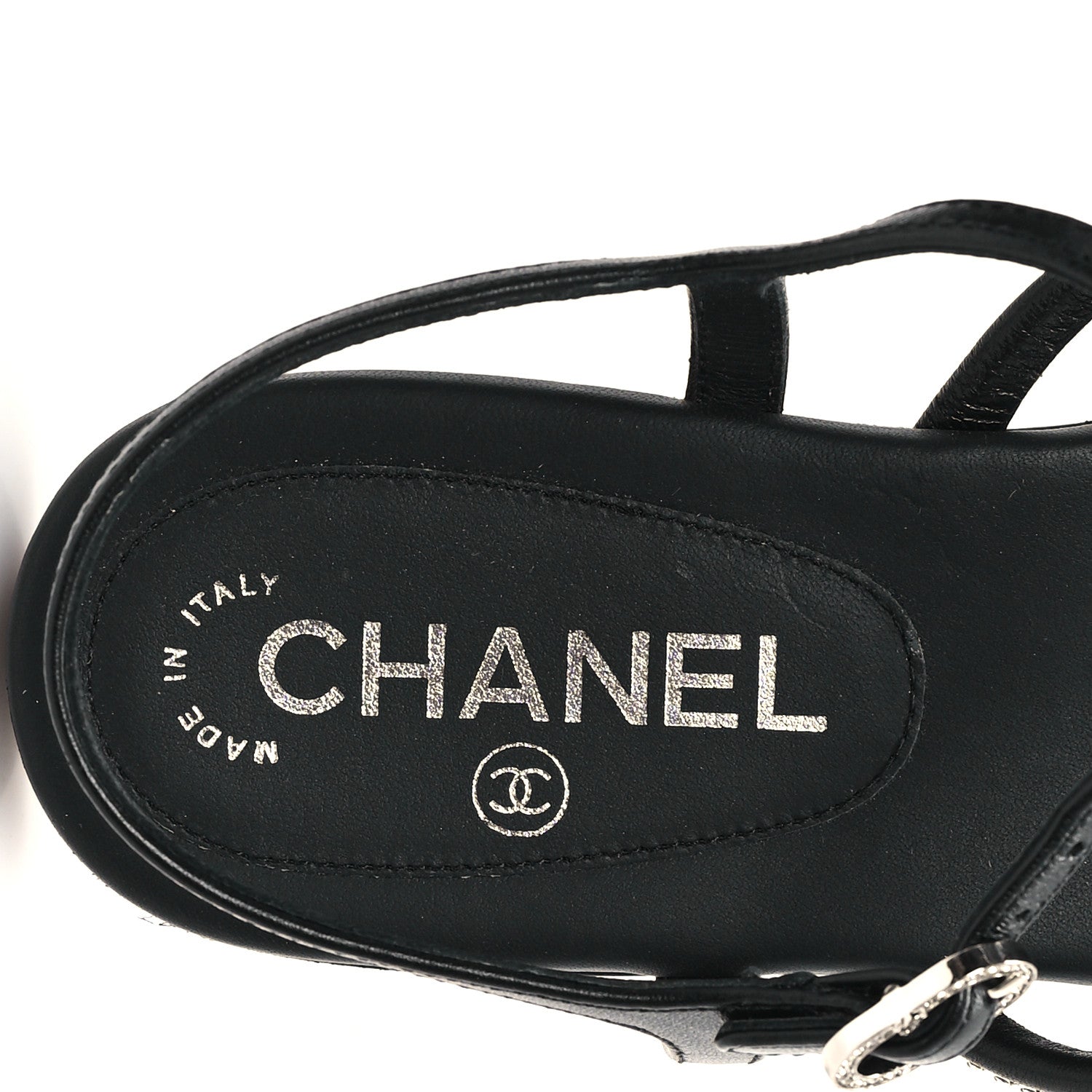 Chanel Lambskin Strass CC Thong Sandals 36.5 Black 8 of 9