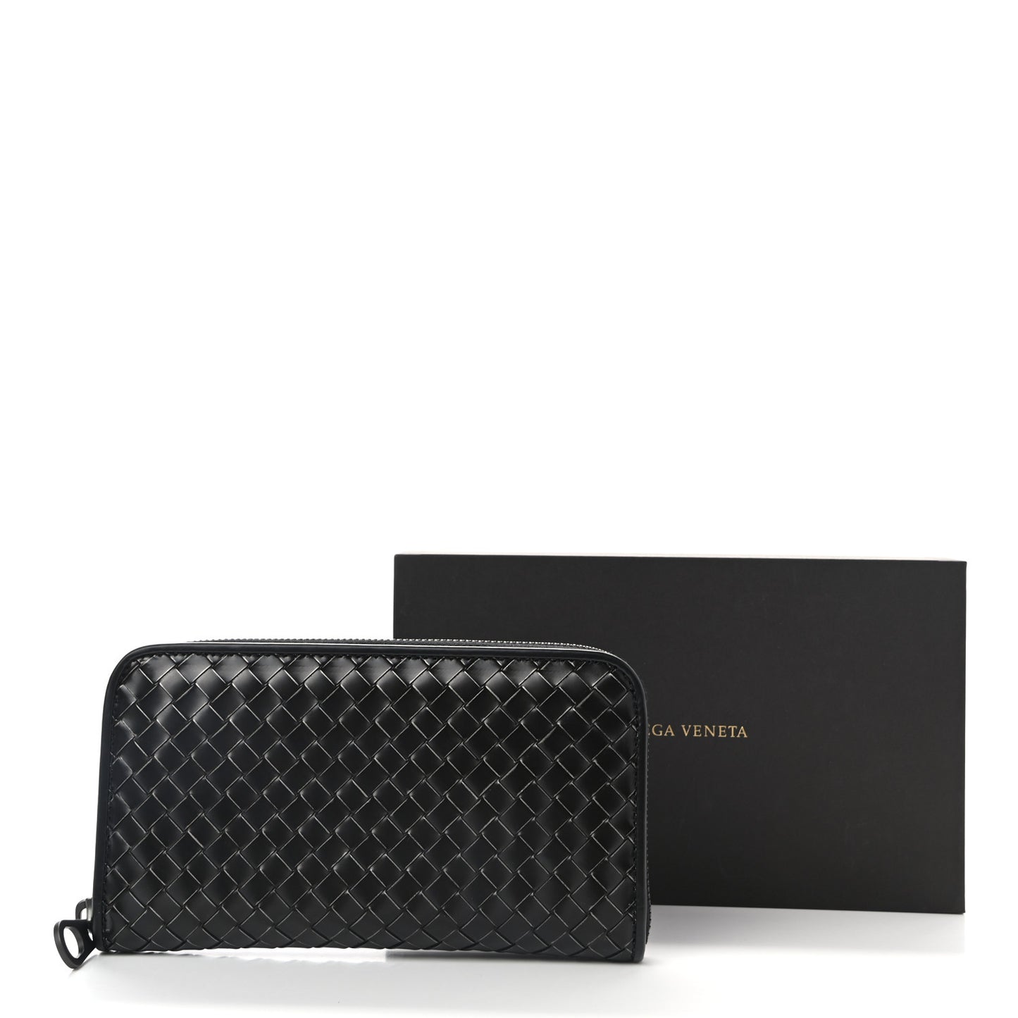 Nappa Intrecciato Zip Around Wallet Black