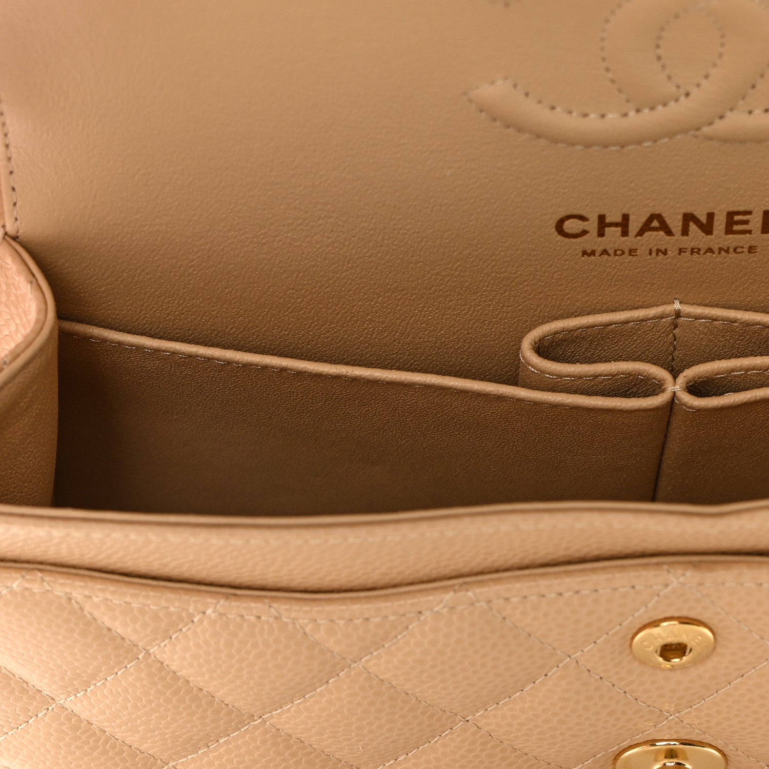 Chanel Caviar Quilted Small Double Flap Beige 12 of 13