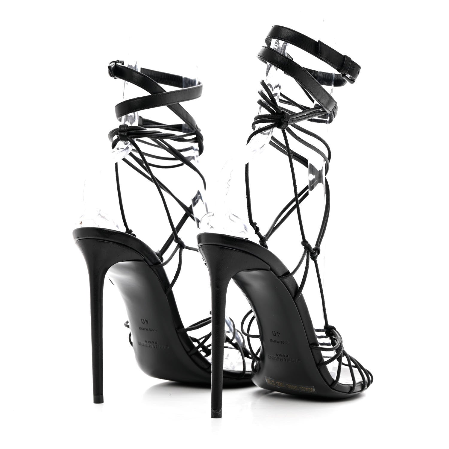 Saint Laurent Robin Zig Zag Heels Sandals 40 Black 4 of 15