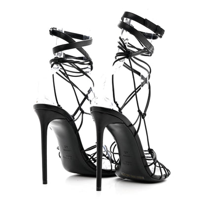 Saint Laurent Robin Zig Zag Heels Sandals 40 Black 4 of 15