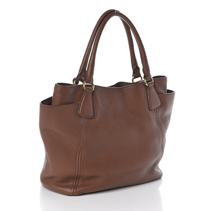 Prada Vitello Daino Side Pocket Tote Palissandro 3 of 9