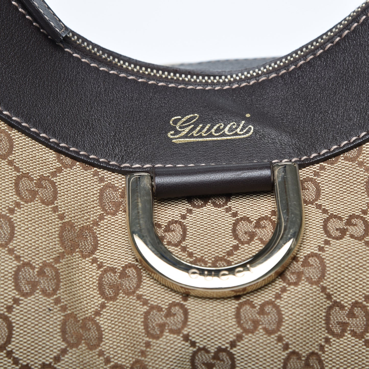Monogram Large D Ring Hobo Dark Brown