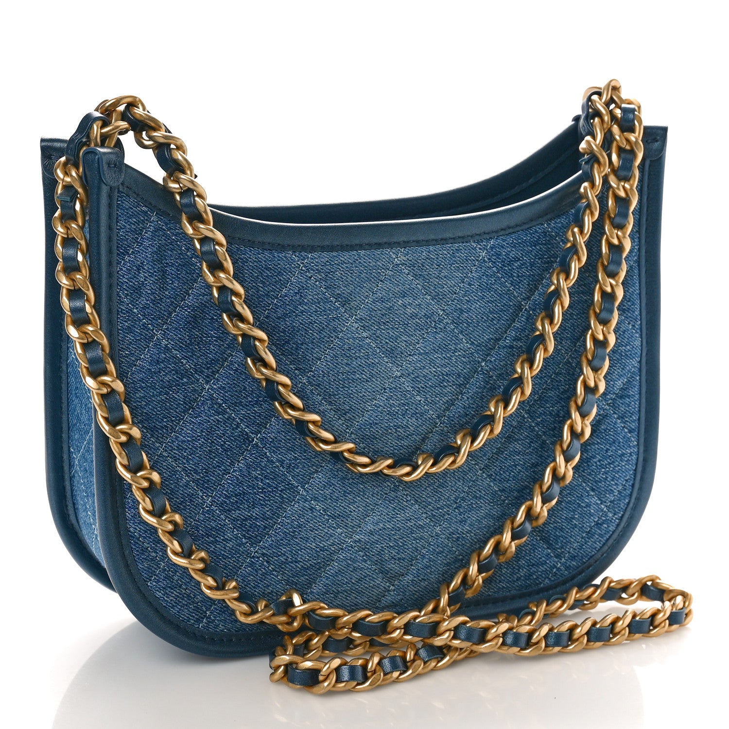 Chanel Washed Denim Quilted Hobo Blue 3 of 10