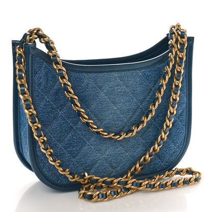 Chanel Washed Denim Quilted Hobo Blue 3 of 10