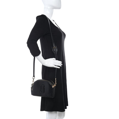Marc Jacobs Calfskin Crocodile Embossed Shutter Camera Crossbody Bag Black 2 of 11