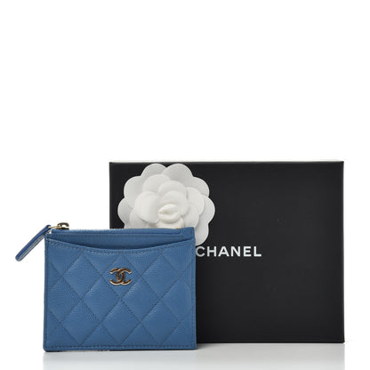Chanel Caviar Quilted CC Zip Card Holder Blue 8 of 8