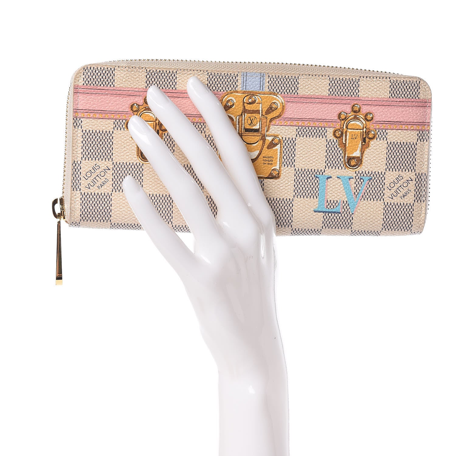 Louis Vuitton Damier Azur Summer Trunks Clemence Wallet 2 of 10