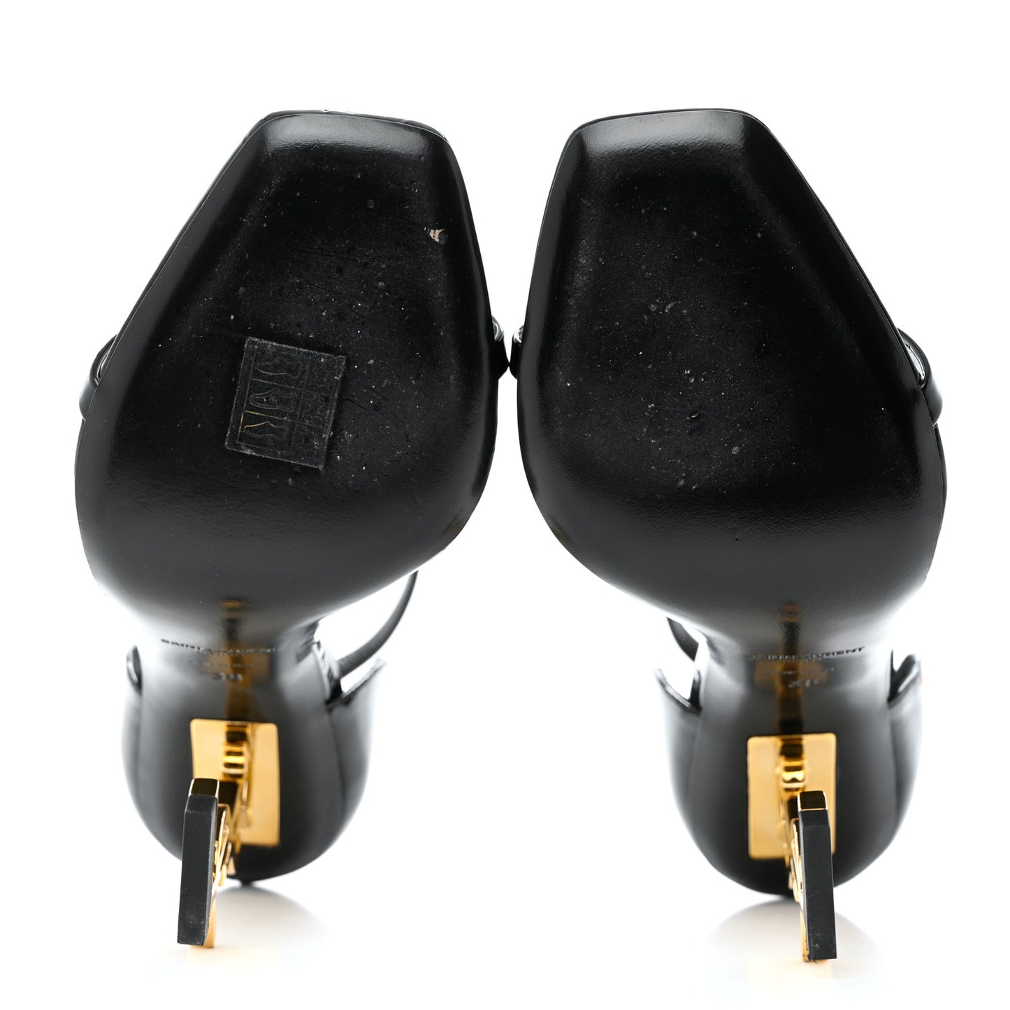 Patent Calfskin Opyum 110 Sandals 38 Black Gold