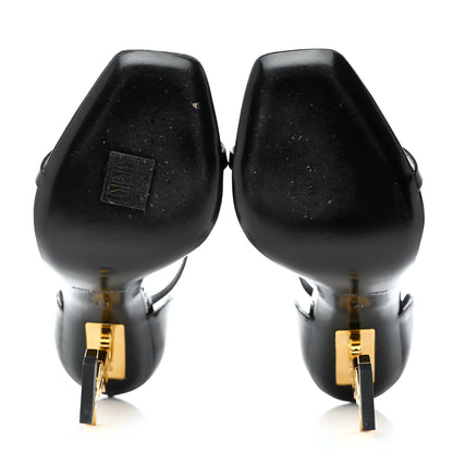 Saint Laurent Patent Calfskin Opyum 110 Sandals 38 Black Gold 5 of 11