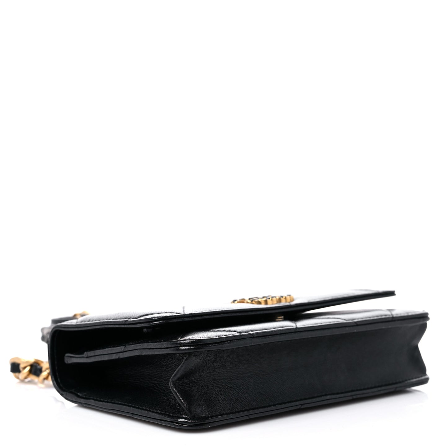 Lambskin Quilted Chanel 19 Wallet On Chain WOC Black