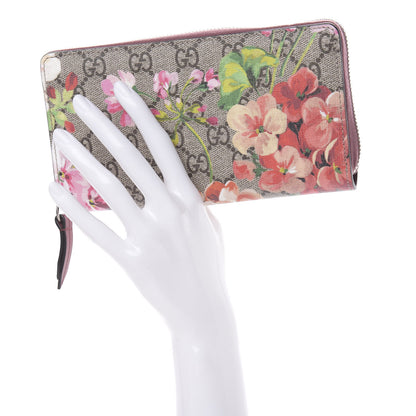 Gucci GG Supreme Monogram Blooms Zip Around Wallet Beige Multicolor Dry Rose 2 of 9