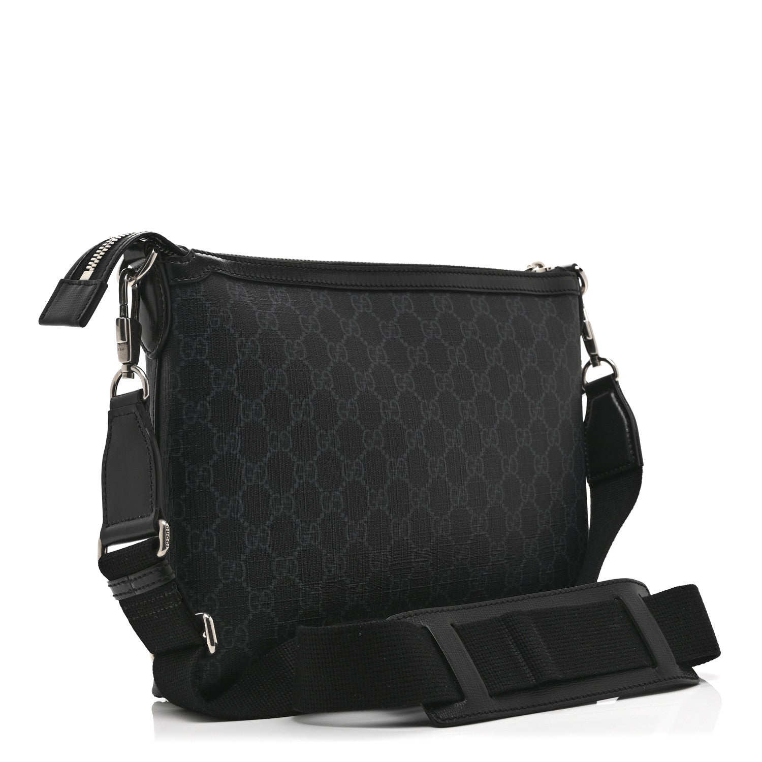 Gucci GG Supreme Monogram Azalea Calfskin Retro Interlocking G Wristlet Messenger Bag Black 3 of 11