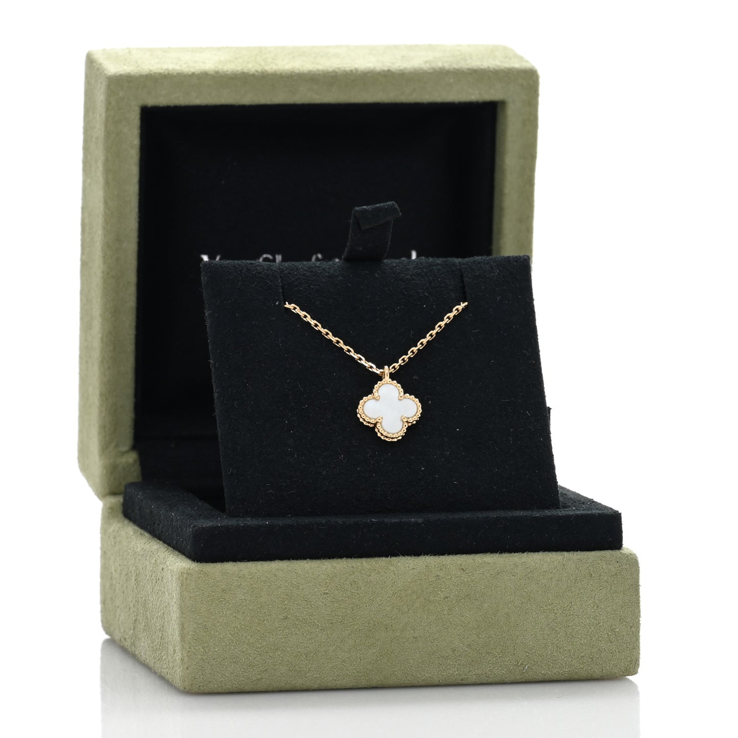 18K Yellow Gold Mother of Pearl Sweet Alhambra Pendant Necklace