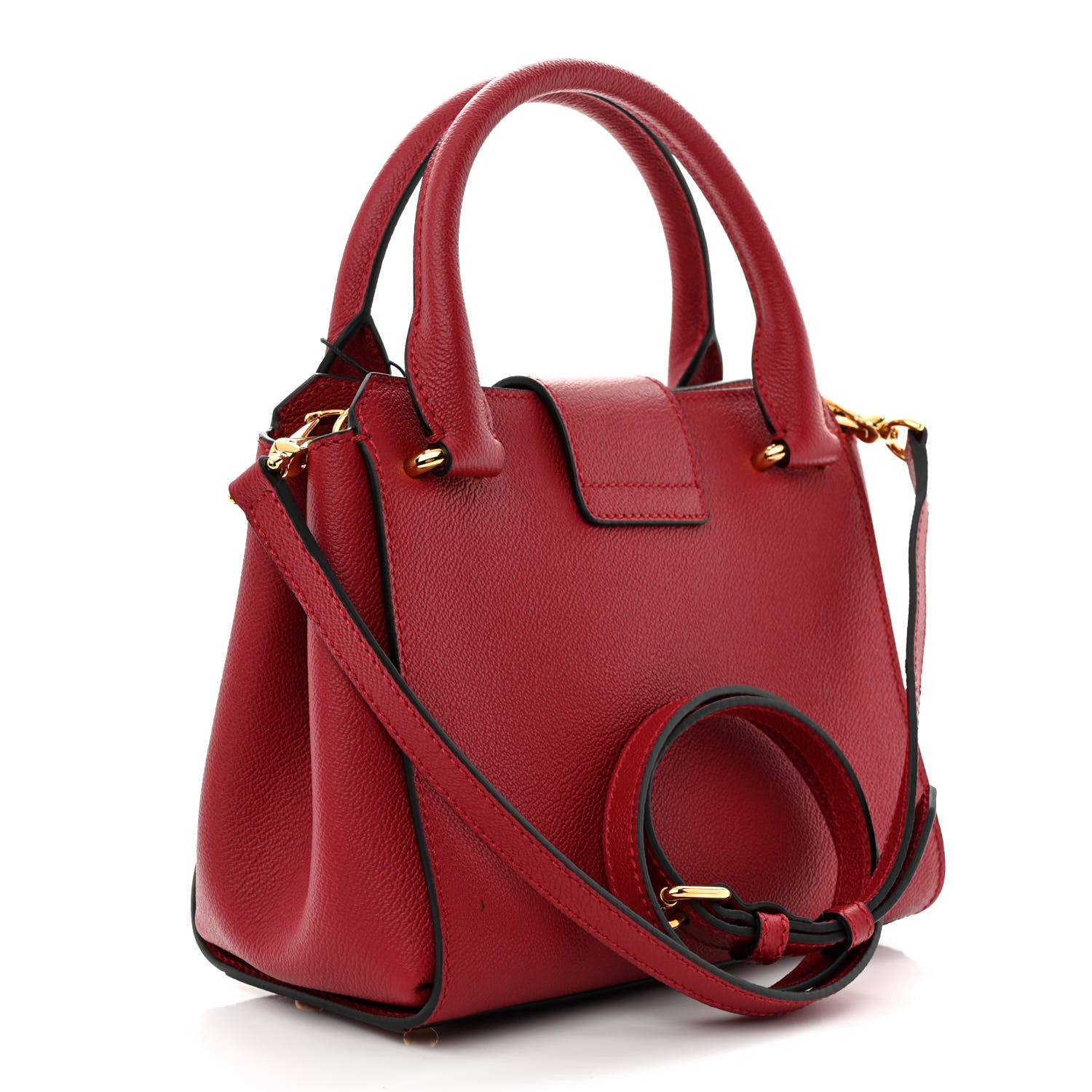 Burberry Soft Grain Calfskin Small Buckle Tote Parade Red 3 of 13