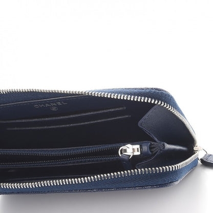 Chanel Caviar Quilted Small Zip Around Wallet Navy 5 of 10