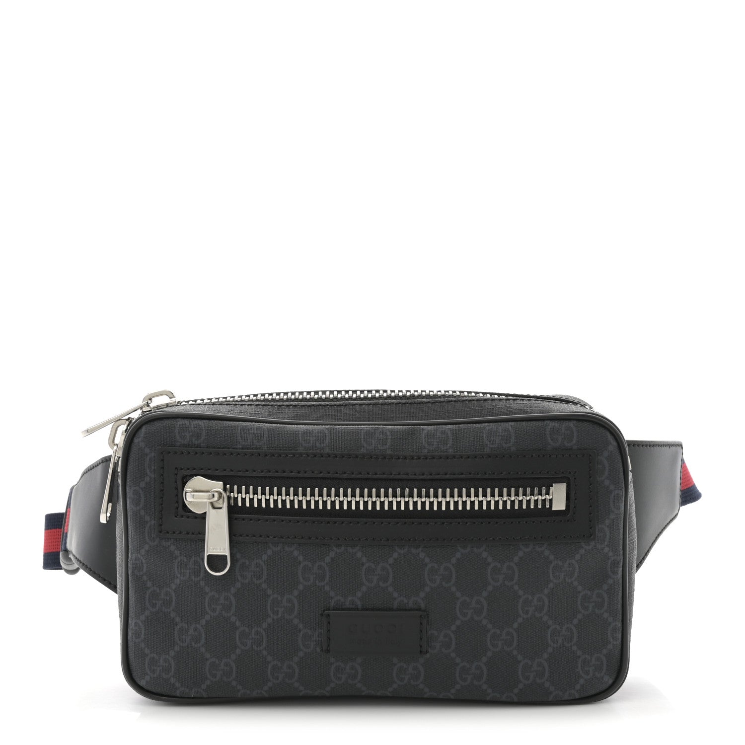 Gucci Soft GG Supreme Monogram Web Belt Bag Black Grey 1 of 10