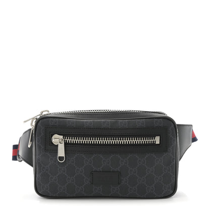 Gucci Soft GG Supreme Monogram Web Belt Bag Black Grey 1 of 10