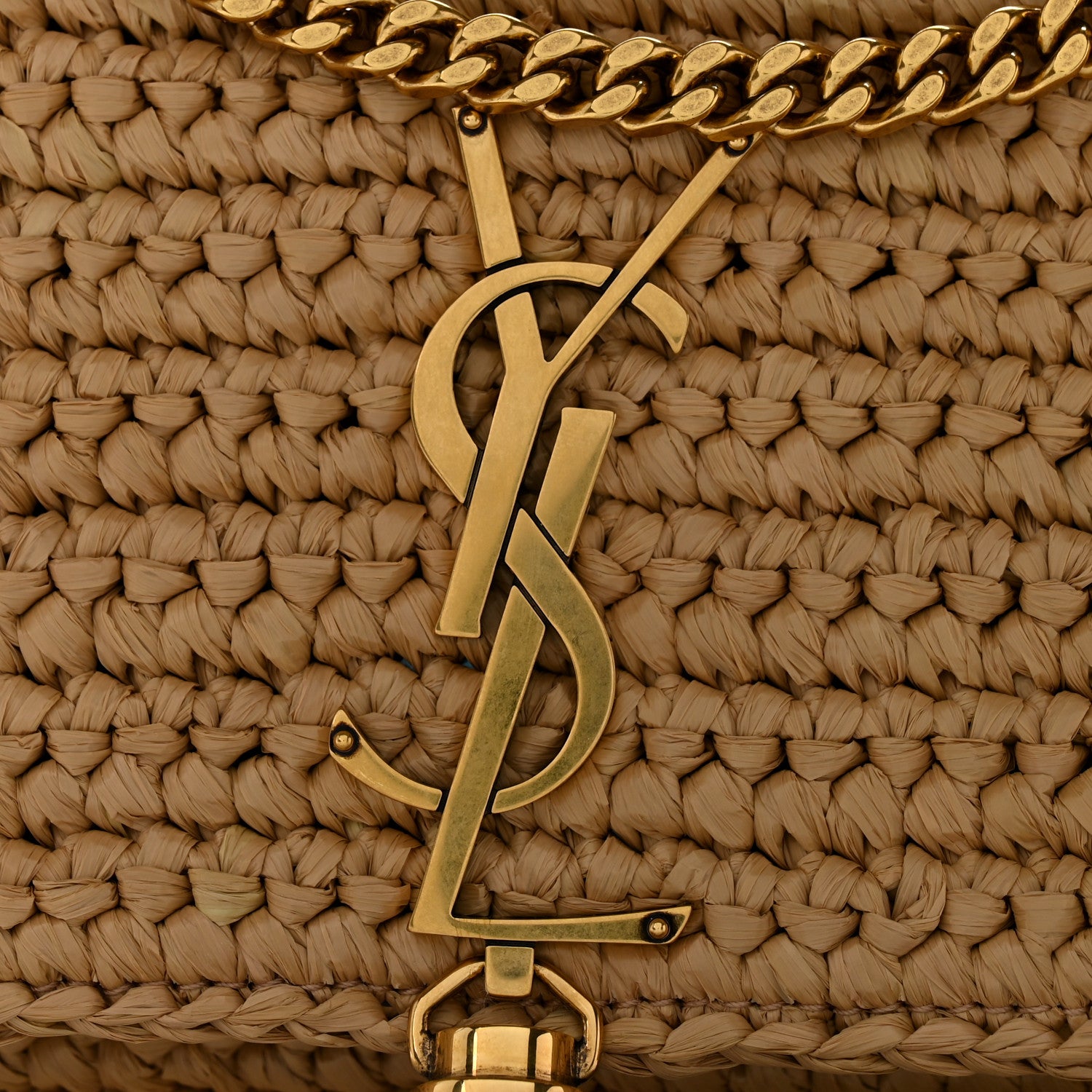 Saint Laurent Raffia Monogram Tassel Kate 99 Dark Nude 12 of 12