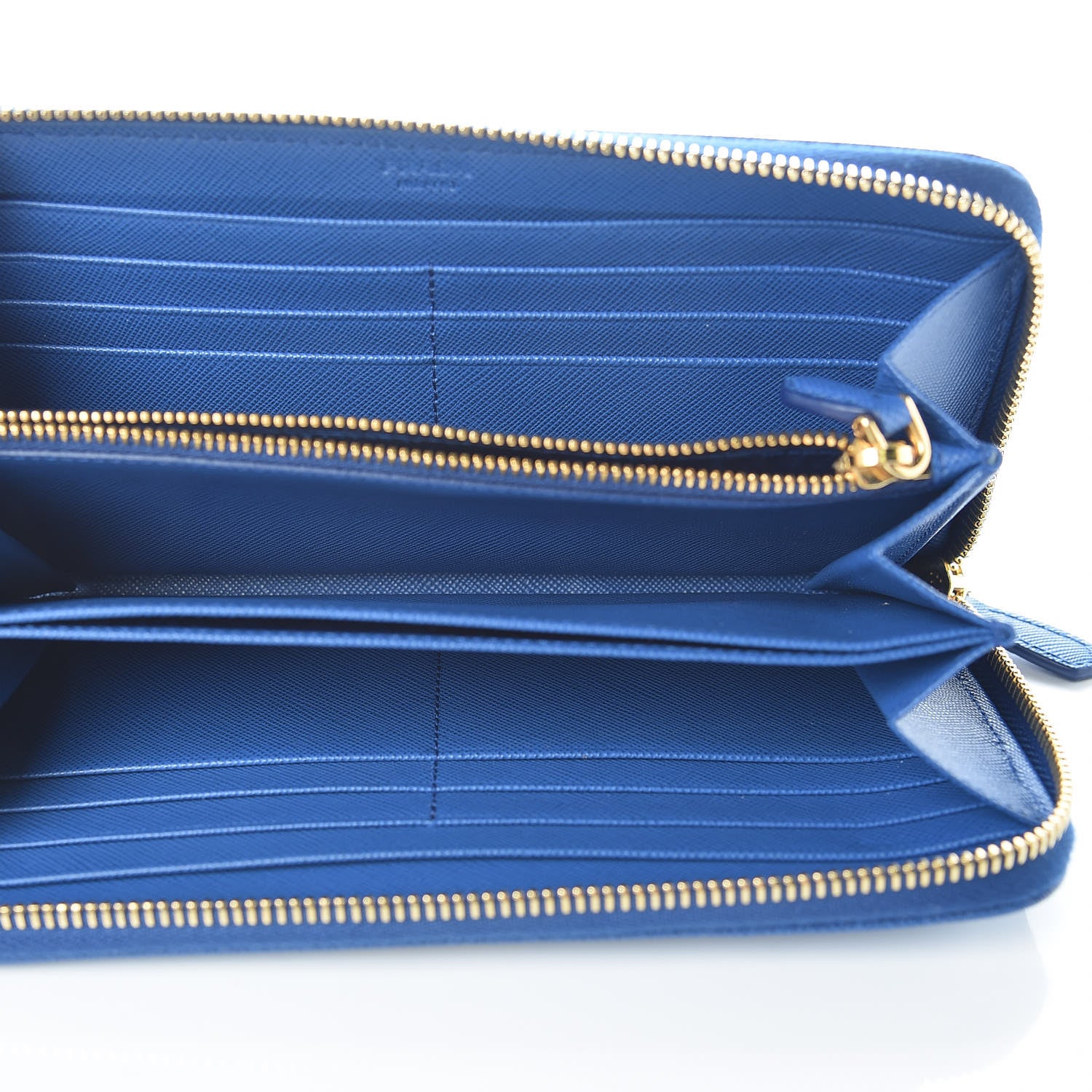 Prada Saffiano Stripe Zip Around Wallet Azzurro Bluette 5 of 8
