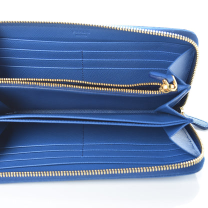 Prada Saffiano Stripe Zip Around Wallet Azzurro Bluette 5 of 8