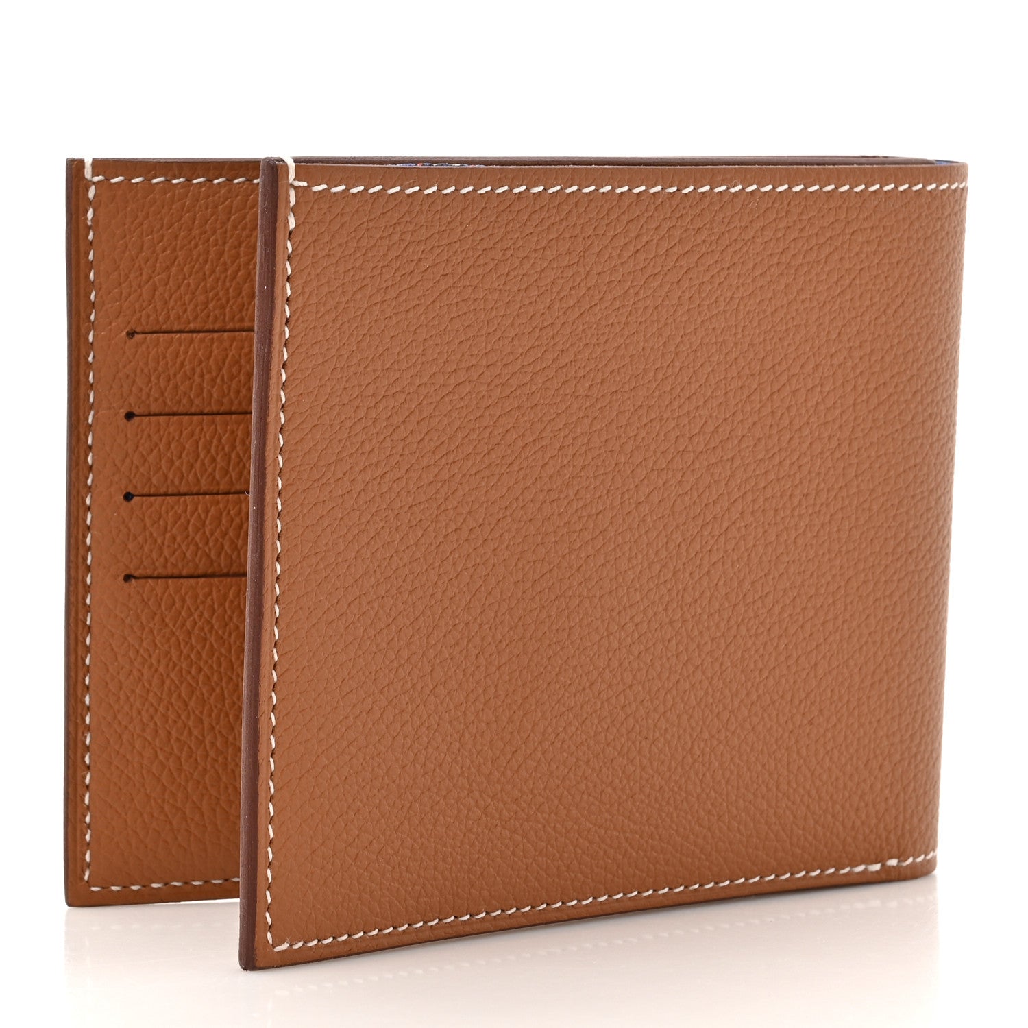 Hermes Evercolor Citizen Twill Compact Wallet Gold Bleu De France