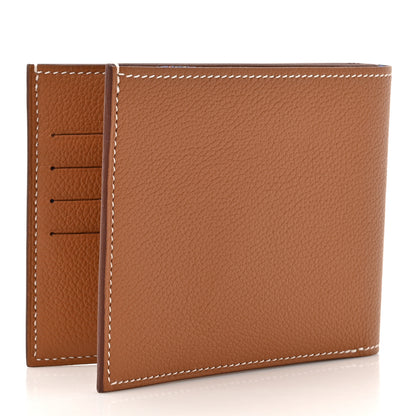 Hermes Evercolor Citizen Twill Compact Wallet Gold Bleu De France Bleu Saphir 3 of 9