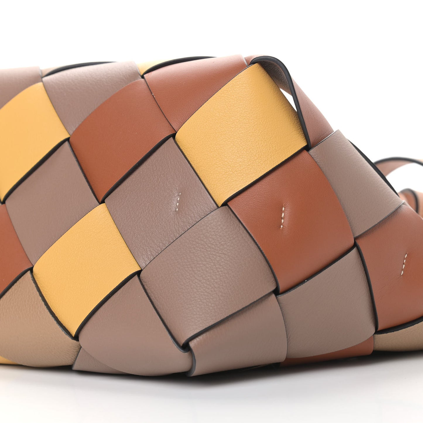 Calfskin Small Woven Basket Surplus Bag Hazelnut Camel