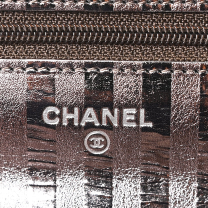 Chanel Metallic Striped Calfskin Reissue Wallet On Chain WOC Silver 6 of 11